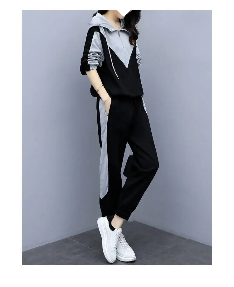 Women Hooded Track Suit Black Grey Plus Size 2024 — feature 13