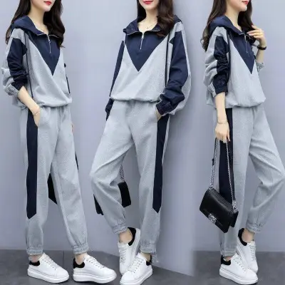 Women Hooded Track Suit Black Grey Plus Size 2024 — feature 15
