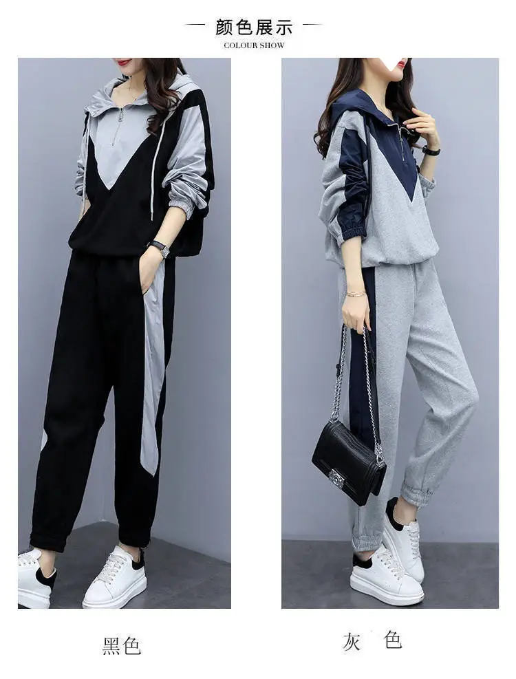 Women Hooded Track Suit Black Grey Plus Size 2024 — feature 3