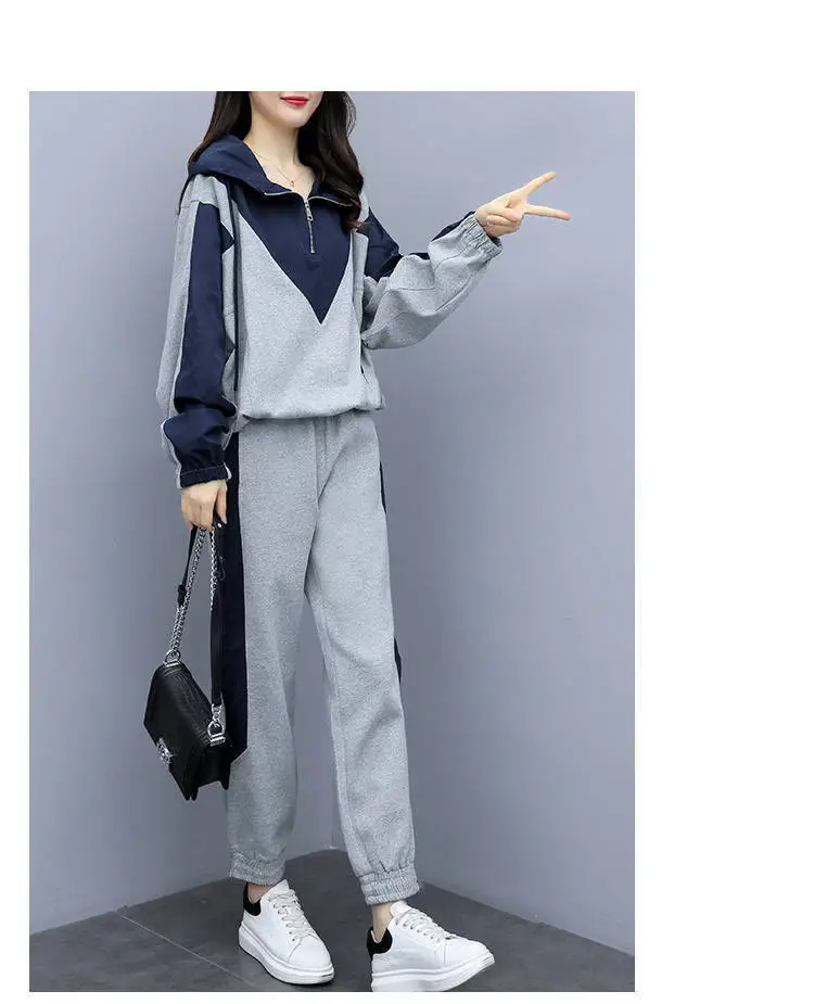 Women Hooded Track Suit Black Grey Plus Size 2024 — feature 8