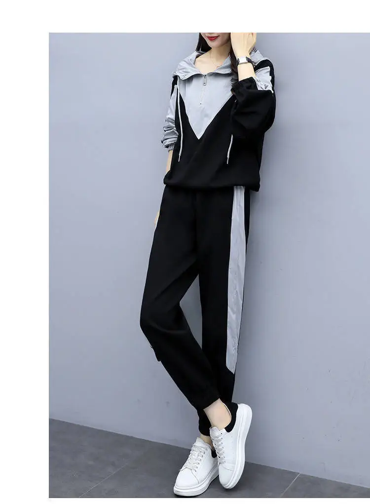 Women Hooded Track Suit Black Grey Plus Size 2024 — feature 9