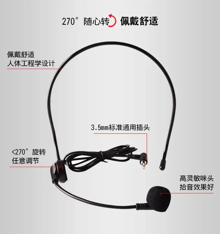 Factory Direct Sales Teacher Class Teaching Special Loudspeaker Accessories with Microphone Headset Little Bee Microphone Noise Reduction