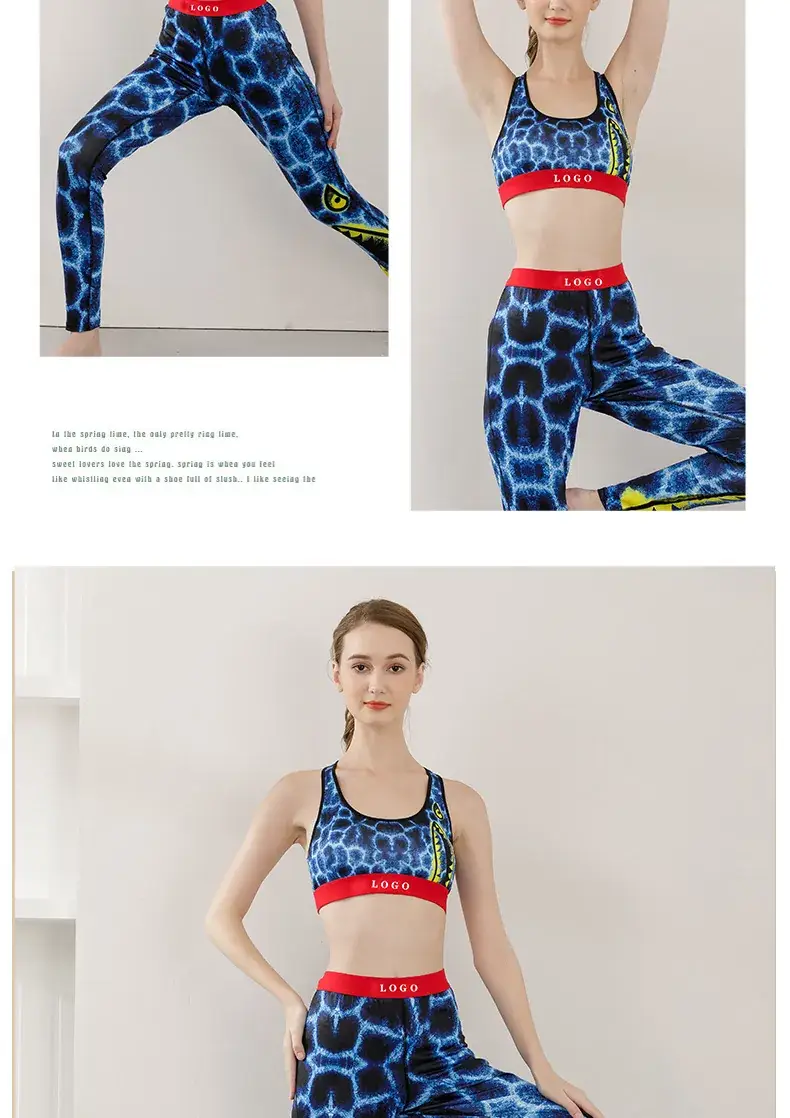 Women's Printed Yoga Bra Suit with Elastic Waistband — feature 10
