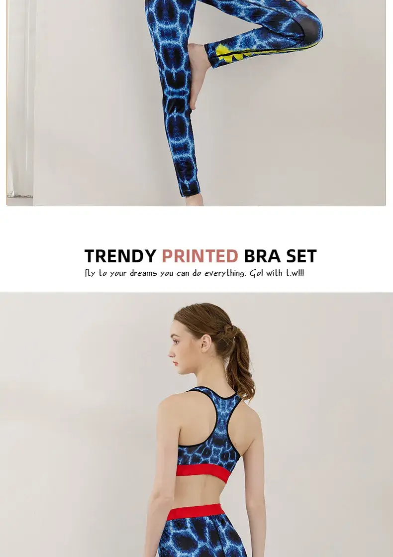 Women's Printed Yoga Bra Suit with Elastic Waistband — feature 11