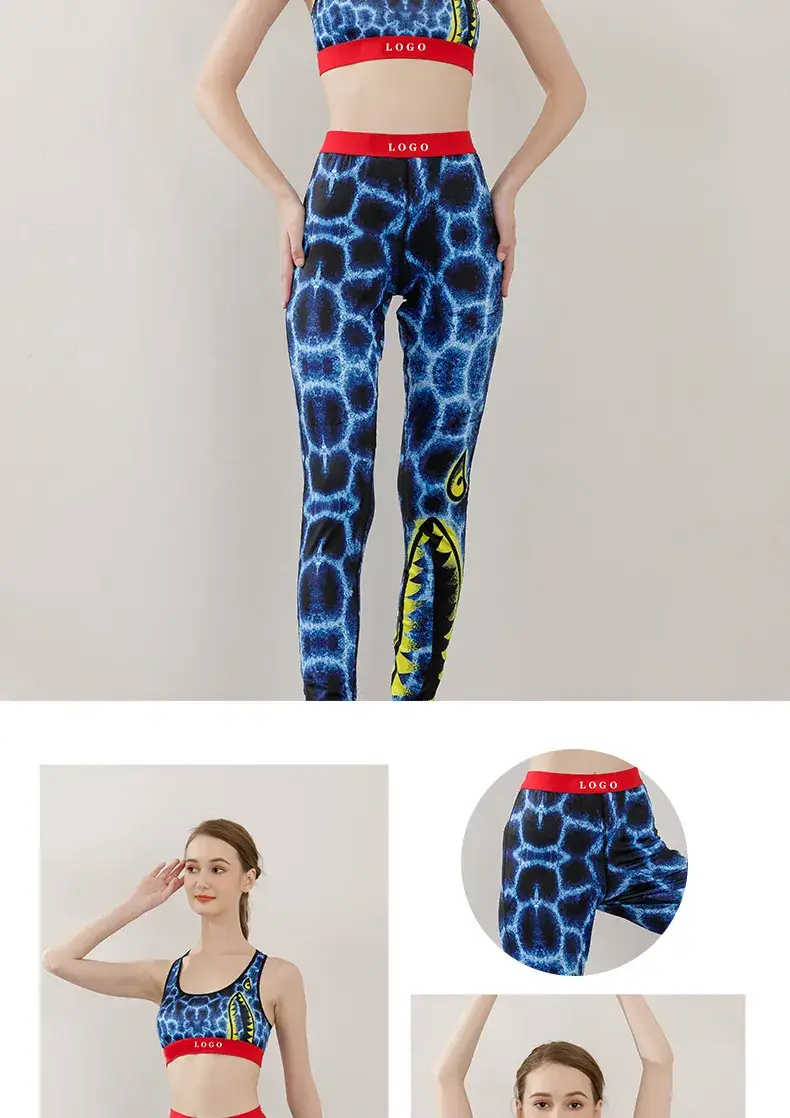 Women's Printed Yoga Bra Suit with Elastic Waistband — feature 9