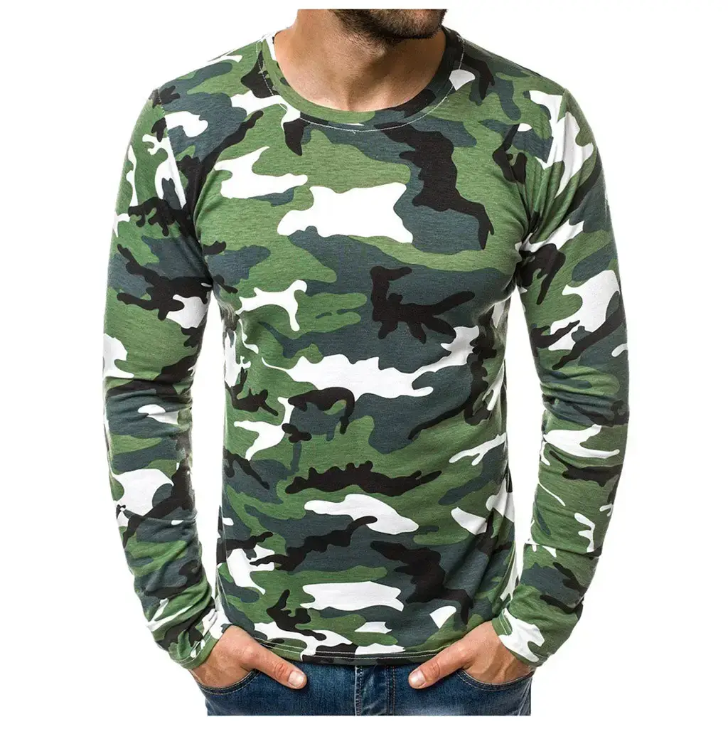 Long Sleeve Slim Camouflage T-Shirt for Men