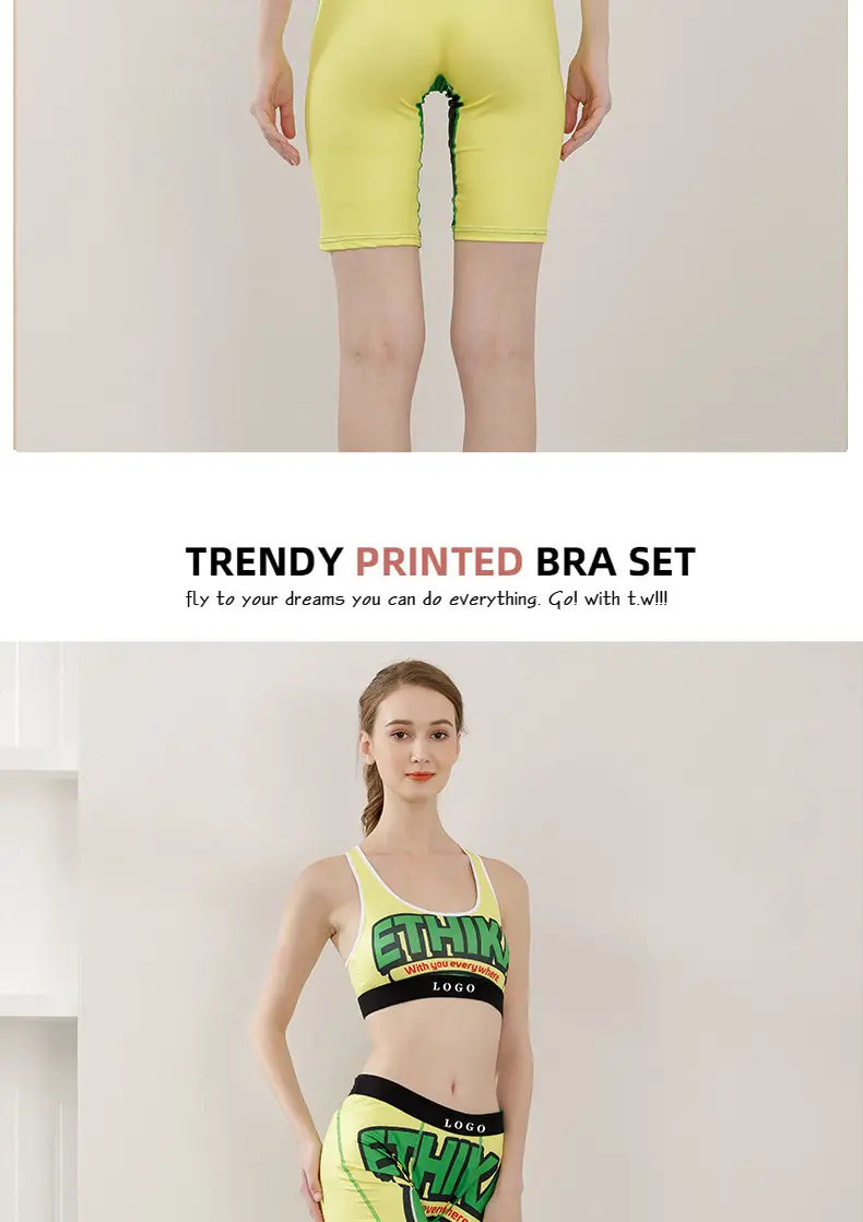 Girls Printed Sports Bra Underwear Set Tight Shockproof — feature 11