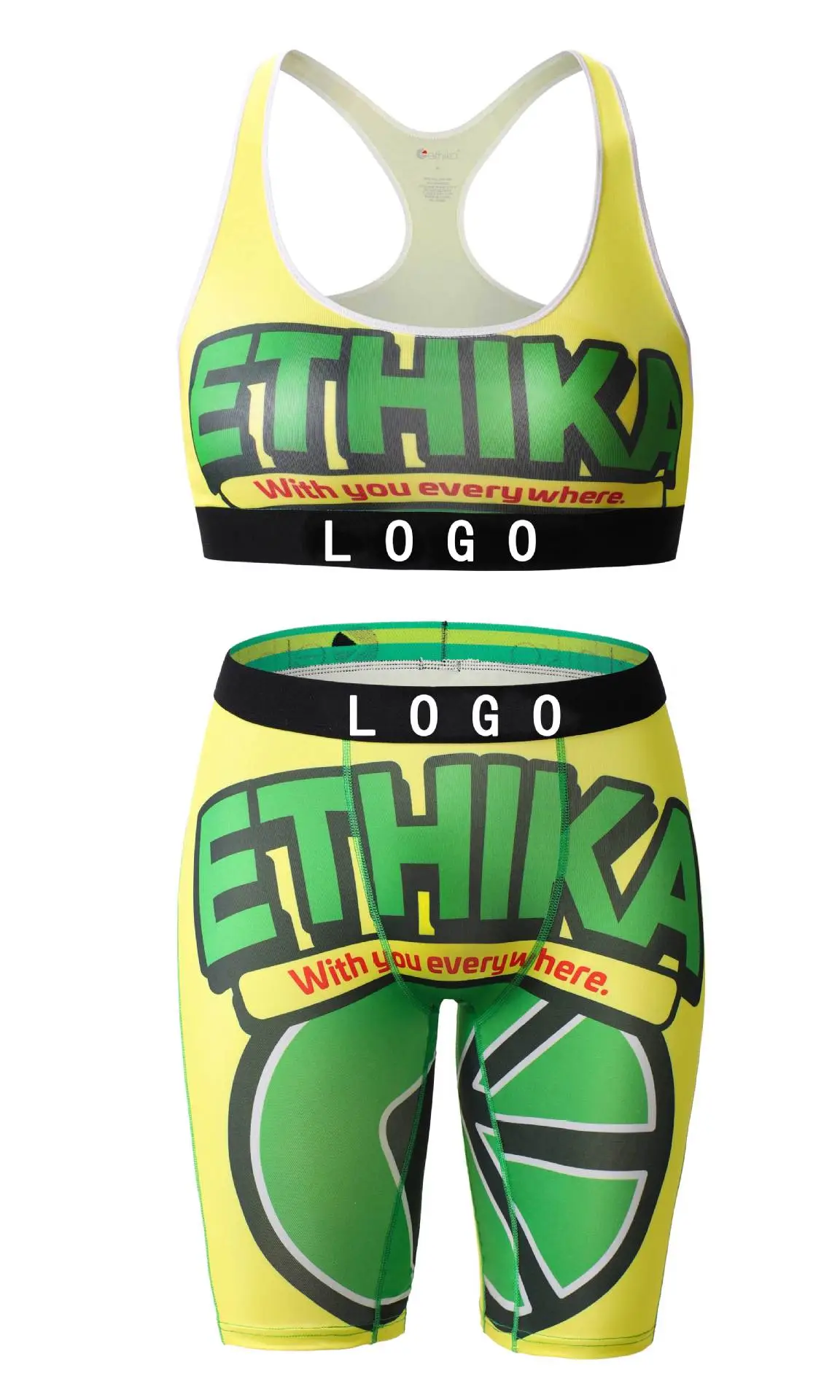 Girls Printed Sports Bra Underwear Set Tight Shockproof — feature 15