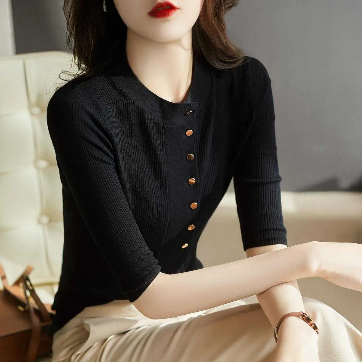 Women's New Spring Sweater with Button Front - Image 5