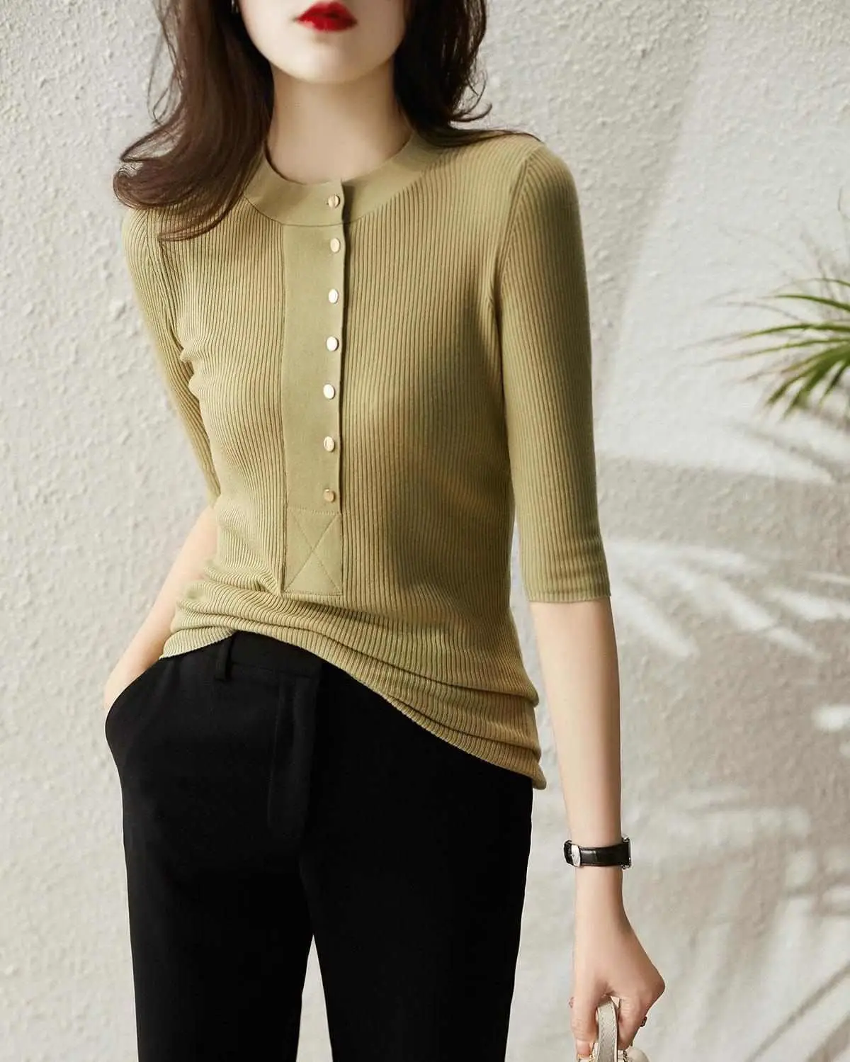 Women's New Spring Sweater with Button Front — feature 4