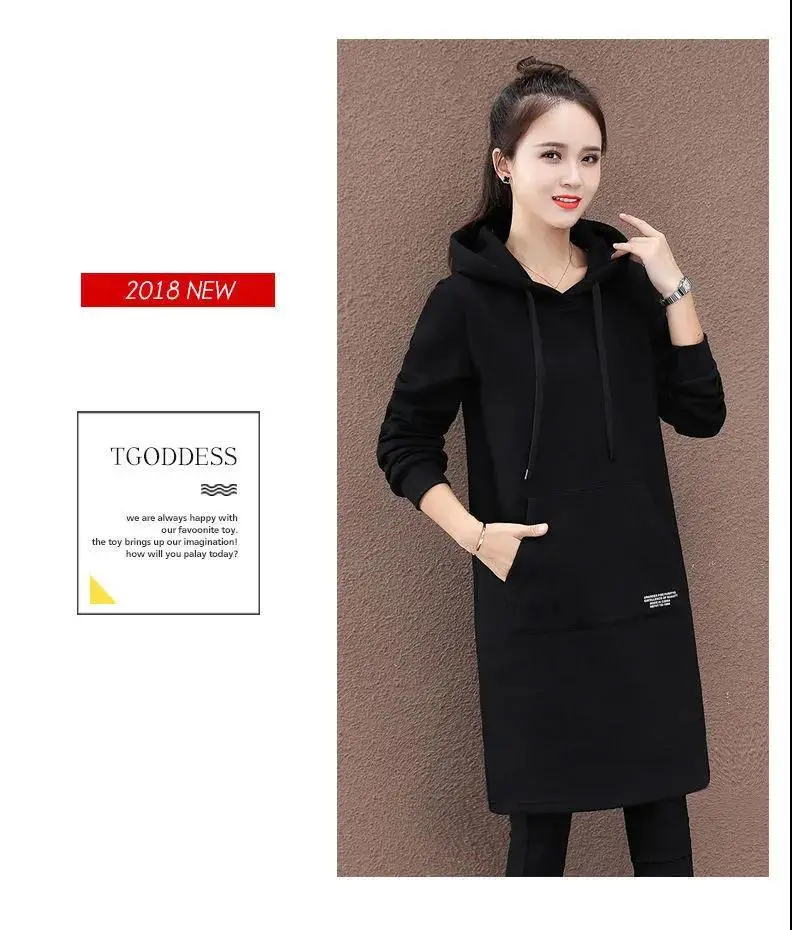 Women Green Hooded Sweatshirt Mid-Length Winter Warm — feature 15