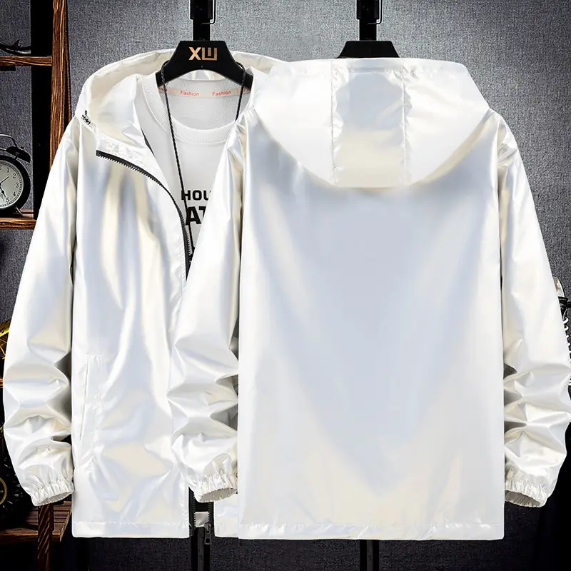 Men's Blue Korean Style Hooded Jacket Large - Image 6
