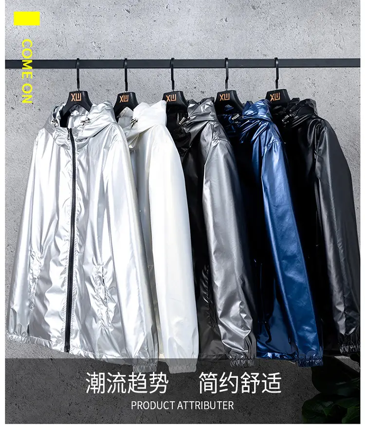 Men's Blue Korean Style Hooded Jacket Large — feature 1