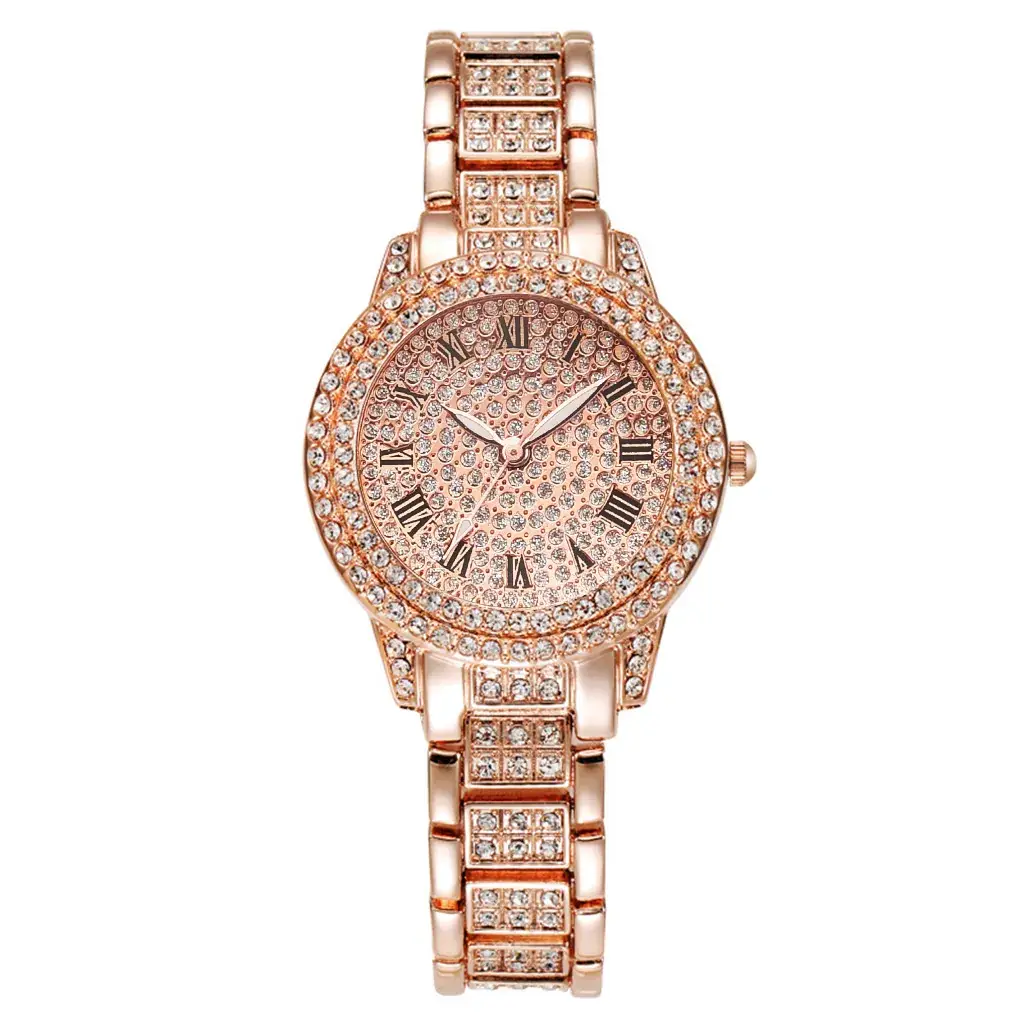 Luxury Diamond Women's Watch Silver Roman Dial - Image 3