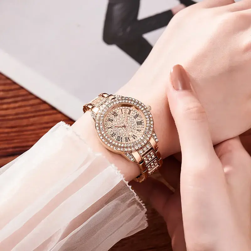 Women's Roman Diamond Cuban Bracelet Watch - Image 7