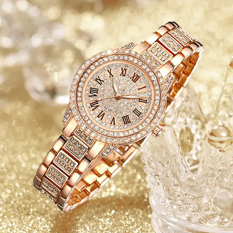 Women's Roman Diamond Cuban Bracelet Watch - Image 8