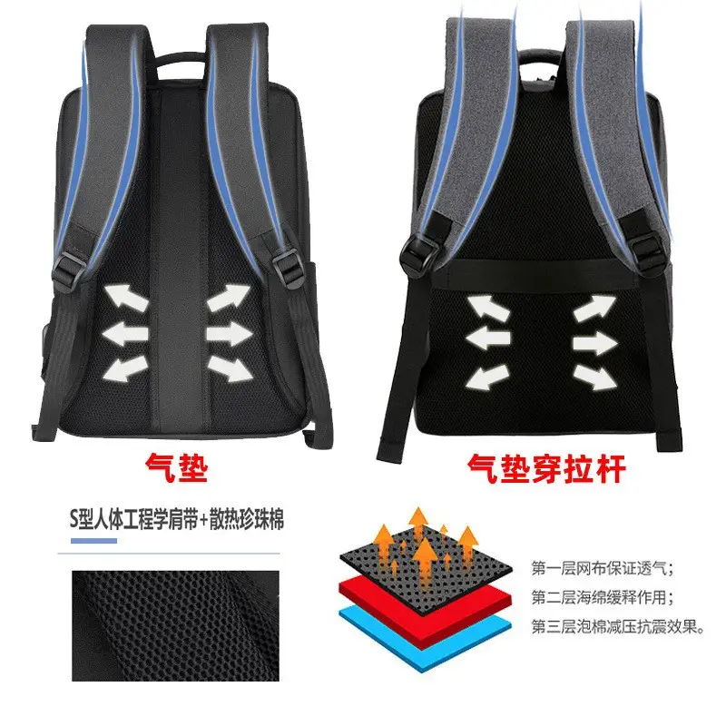 Grey Waterproof Business Men's Large Backpack - Image 15
