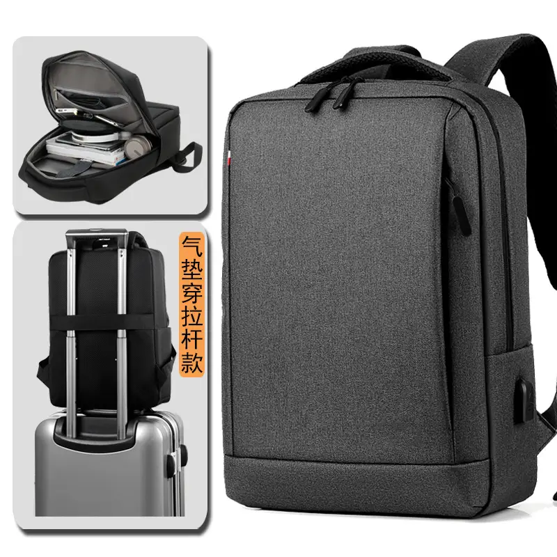 Grey Waterproof Business Men's Large Backpack - Image 2