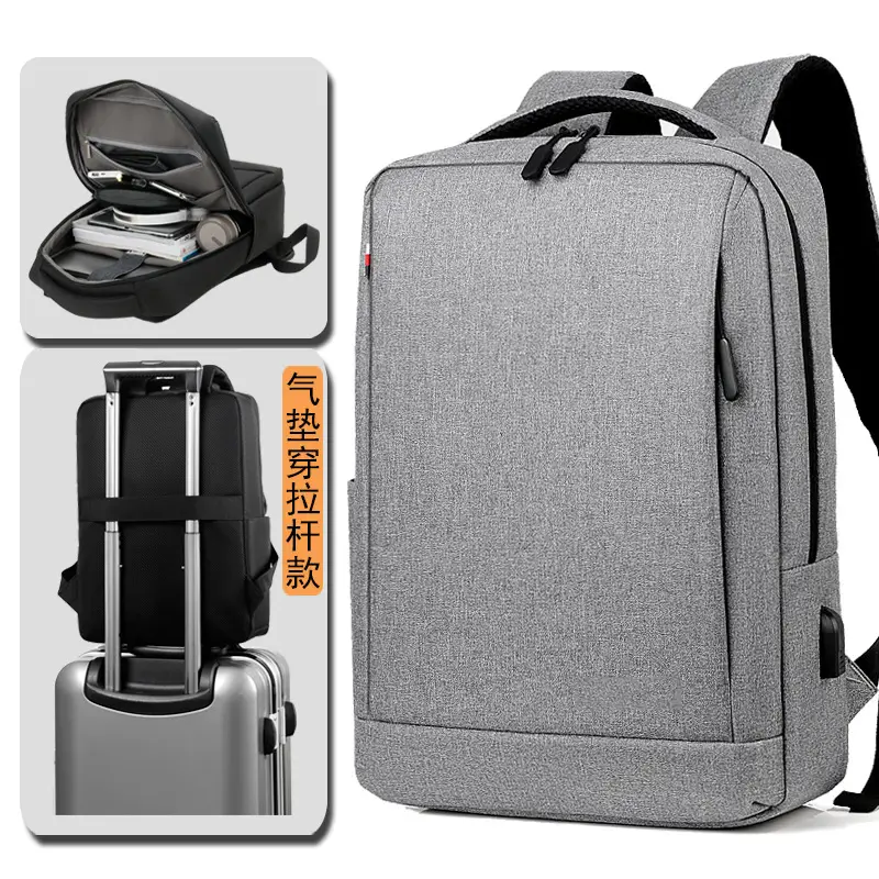 Grey Waterproof Business Men's Large Backpack - Image 3