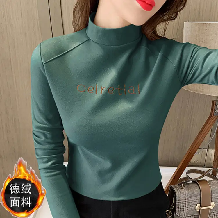 German Velvet Half Turtleneck Women 2025 Long Sleeve - Image 3