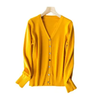 2025 Spring Women V-Neck Cardigan Sweater Solid Color - Image 23