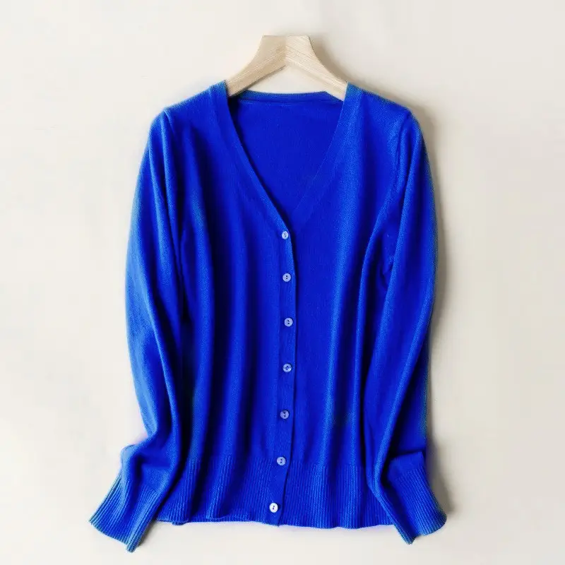 2025 Spring Women V-Neck Cardigan Sweater Solid Color - Image 16