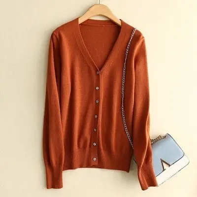 2025 Spring Women V-Neck Cardigan Sweater Solid Color - Image 18