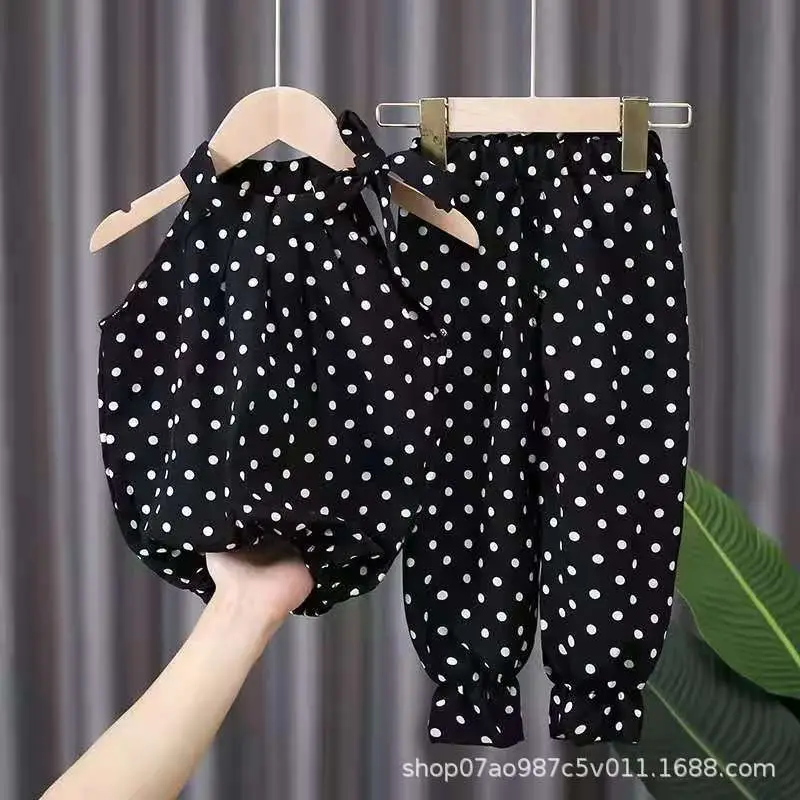 Red Polka Dot Chiffon Girls Suit Small Medium
