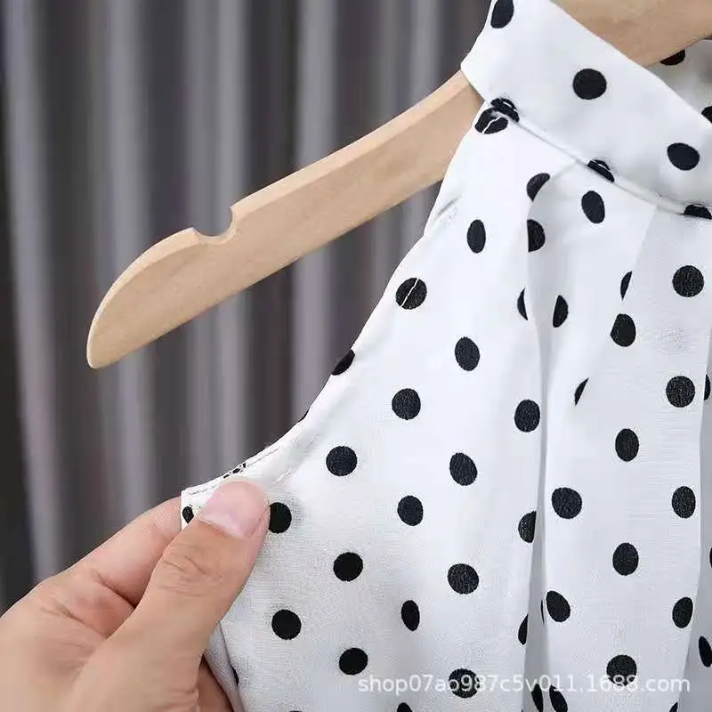 Red Polka Dot Chiffon Girls Suit Small Medium