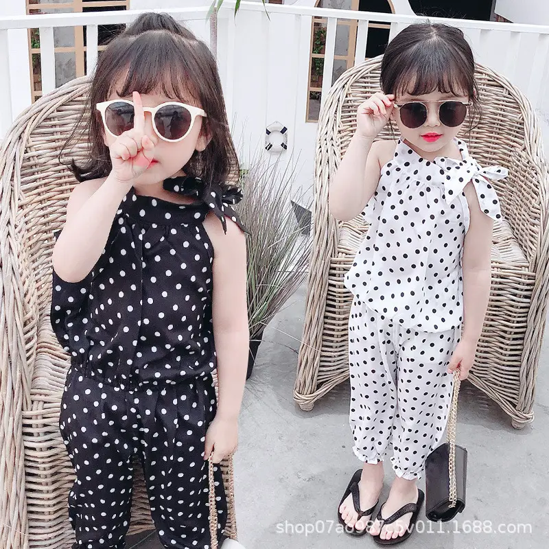 Red Polka Dot Chiffon Girls Suit Small Medium