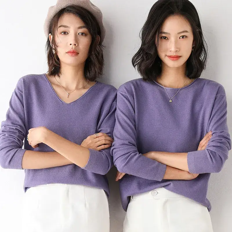 Women's Pink V Neck Knit Sweatshirt Set - Image 22