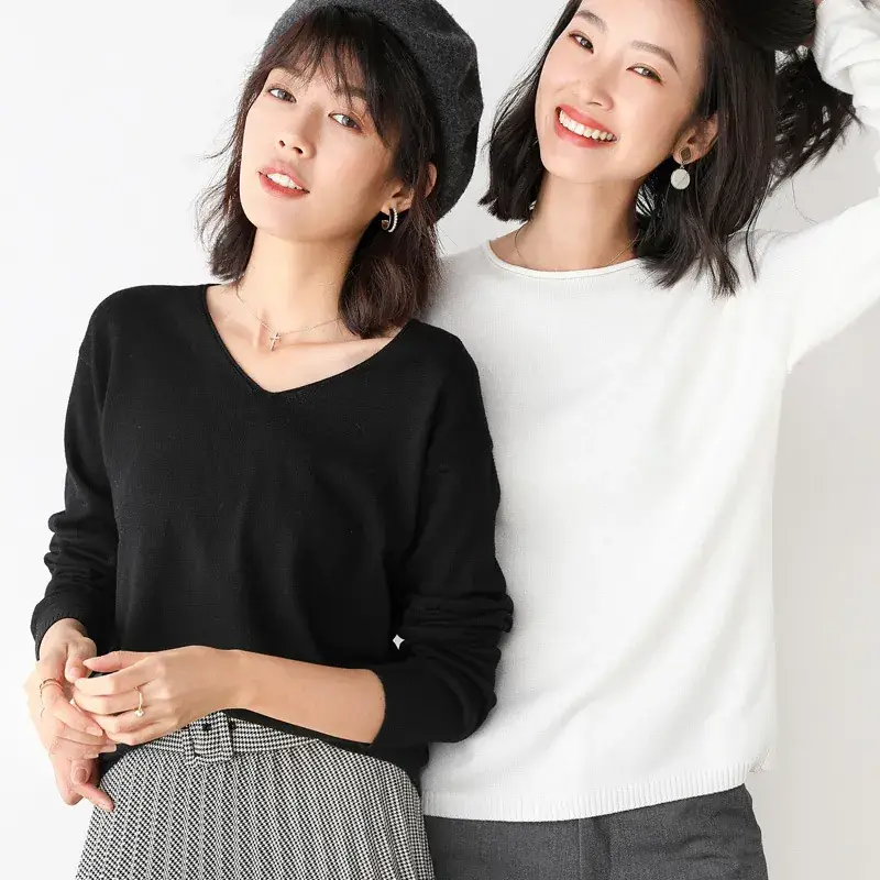 Women's Pink V Neck Knit Sweatshirt Set - Image 25