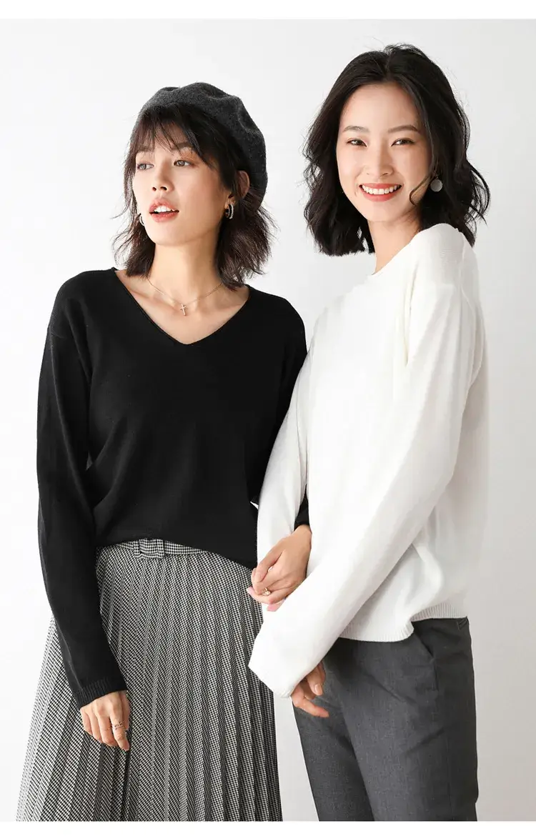 Women's Pink V Neck Knit Sweatshirt Set — feature 23