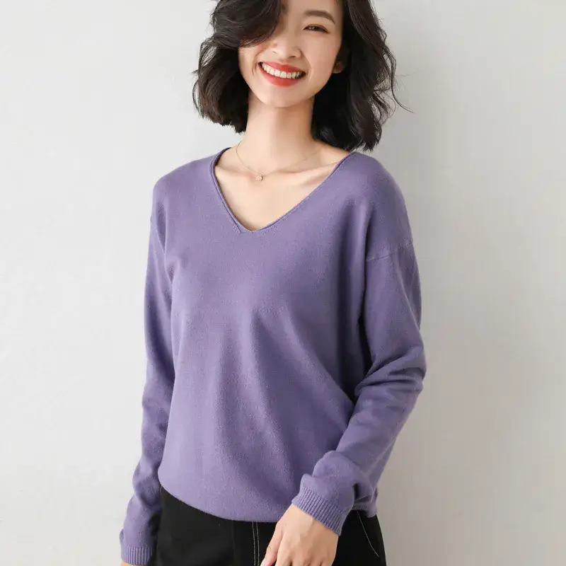 Women's Pink V Neck Knit Sweatshirt Set - Image 13