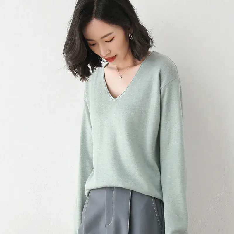 Women's Pink V Neck Knit Sweatshirt Set - Image 15