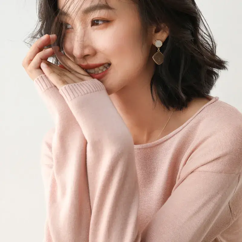 Women's Pink V Neck Knit Sweatshirt Set - Image 2