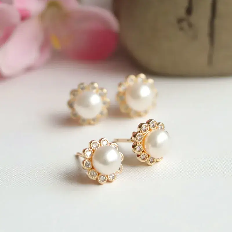 Guan Yu Pearl Sunflower Earrings S925 Gold — feature 12