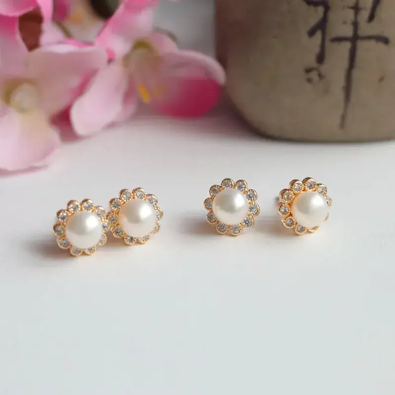 Guan Yu Pearl Sunflower Earrings S925 Gold — feature 13