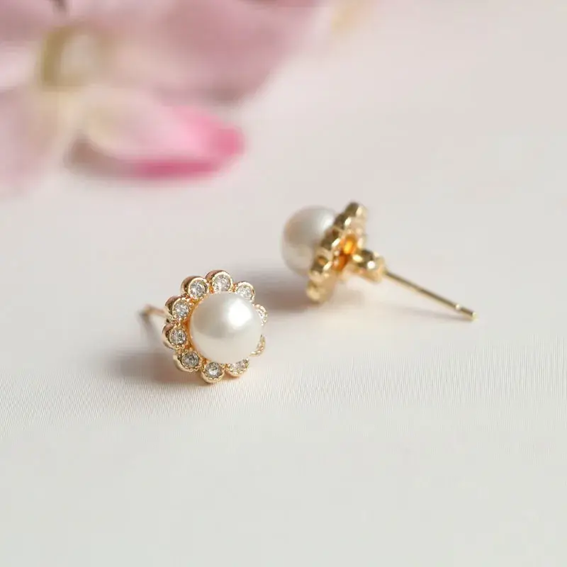 Guan Yu Pearl Sunflower Earrings S925 Gold — feature 6