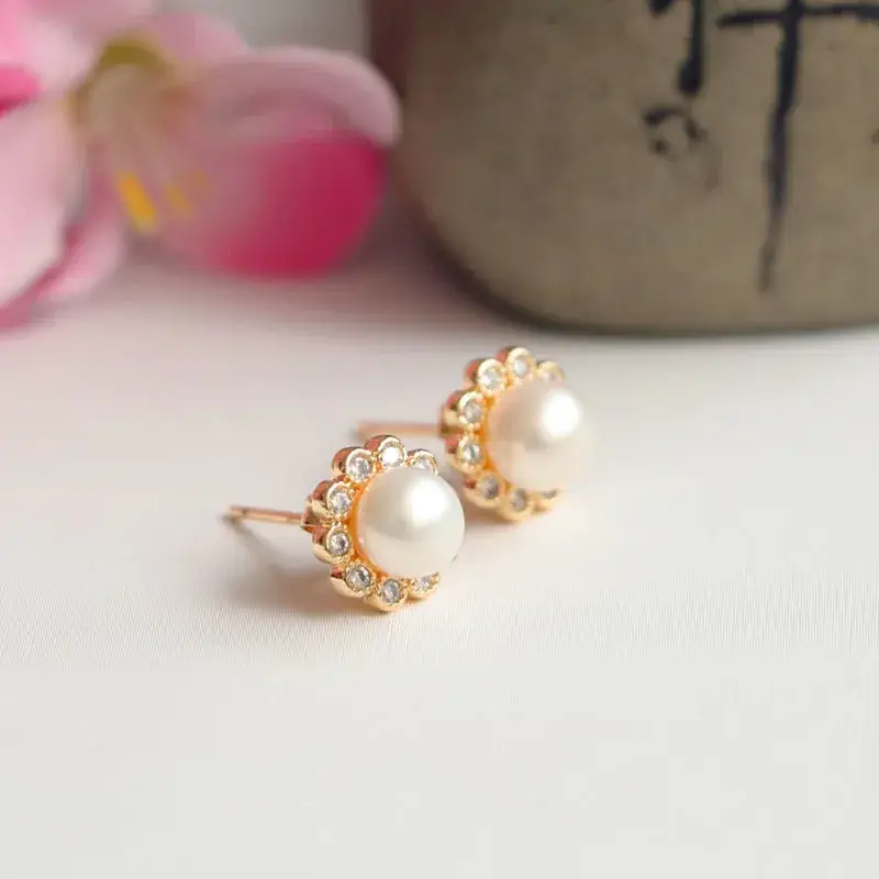 Guan Yu Pearl Sunflower Earrings S925 Gold — feature 7