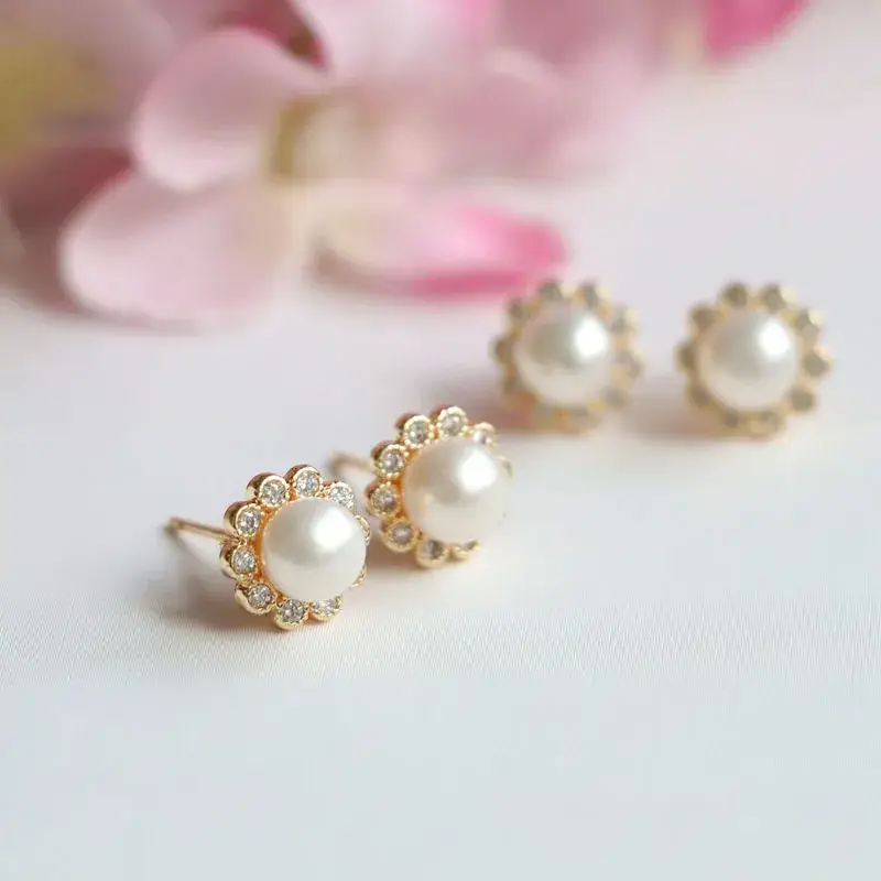 Guan Yu Pearl Sunflower Earrings S925 Gold — feature 8