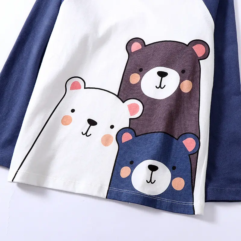 Boys Cotton Bear Print Long Sleeve T-Shirt