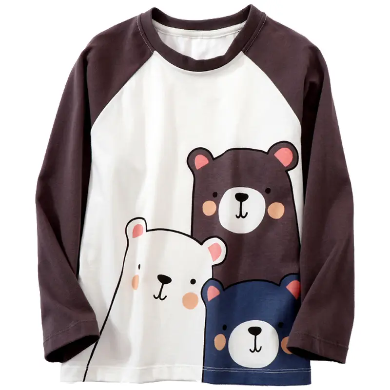 Boys Cotton Bear Print Long Sleeve T-Shirt
