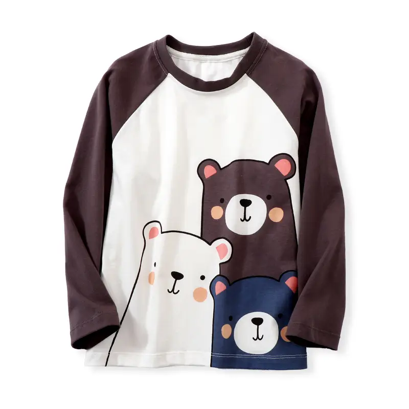 Boys Cotton Bear Print Long Sleeve T-Shirt