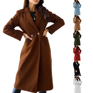 Women Woolen Coat Red Black Tie-Up Large Lapel — feature 1