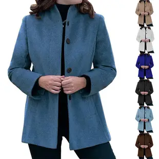 Women Woolen Coat Red Black Tie-Up Large Lapel — feature 13