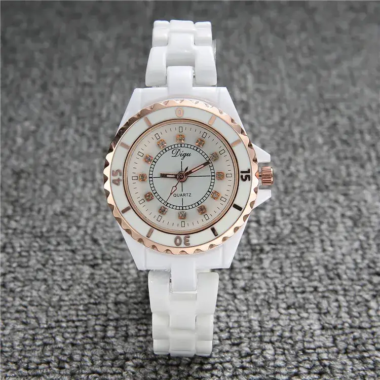 Women's Rose Gold Quartz Watch with White Strap - Image 2