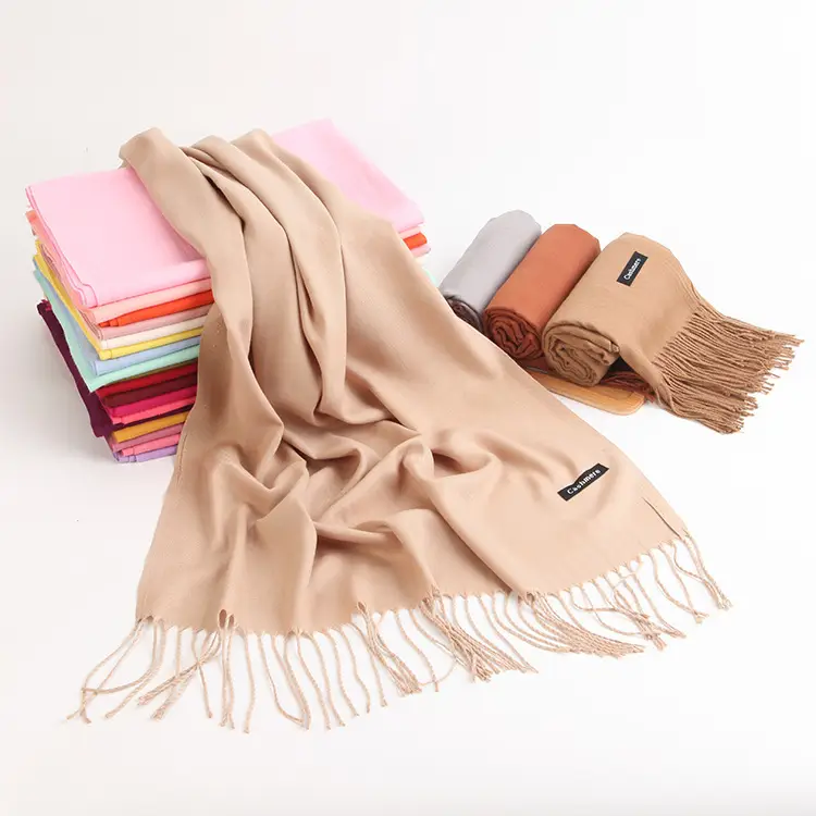 Factory Direct Sales Solid Color Cashmere Scarf Autumn and Winter Warm Versatile Fur Collar Red Annual Meeting Gift Shawl Wholesale