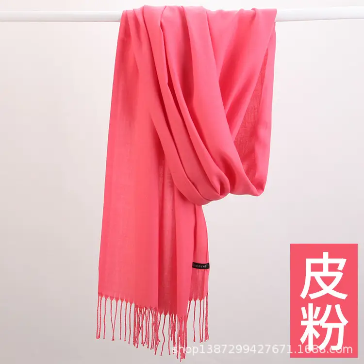 Factory Direct Sales Solid Color Cashmere Scarf Autumn and Winter Warm Versatile Fur Collar Red Annual Meeting Gift Shawl Wholesale