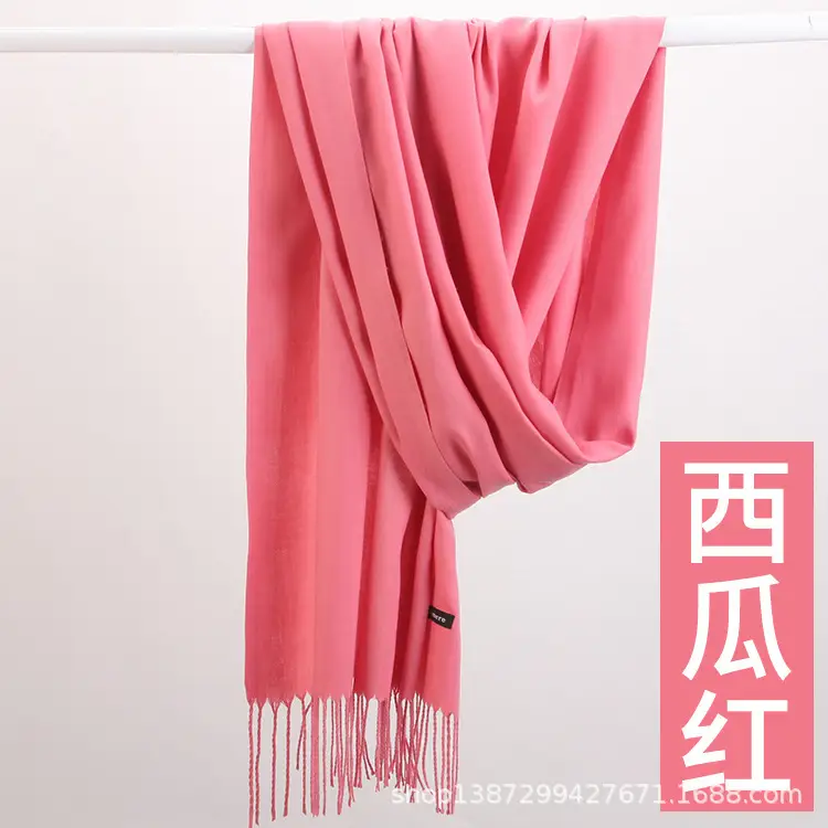 Factory Direct Sales Solid Color Cashmere Scarf Autumn and Winter Warm Versatile Fur Collar Red Annual Meeting Gift Shawl Wholesale